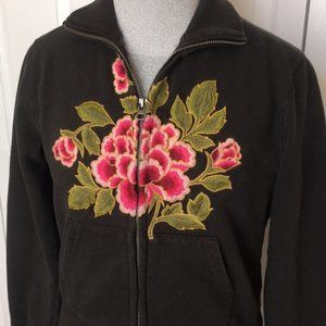 Lucky Brand Embroidered Sweatshirt Jacket Small